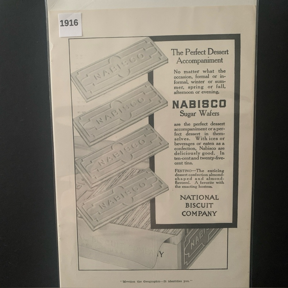 Vintage 1916 Nabisco The Perfect Dessert Accompaniment Ad Advertisement